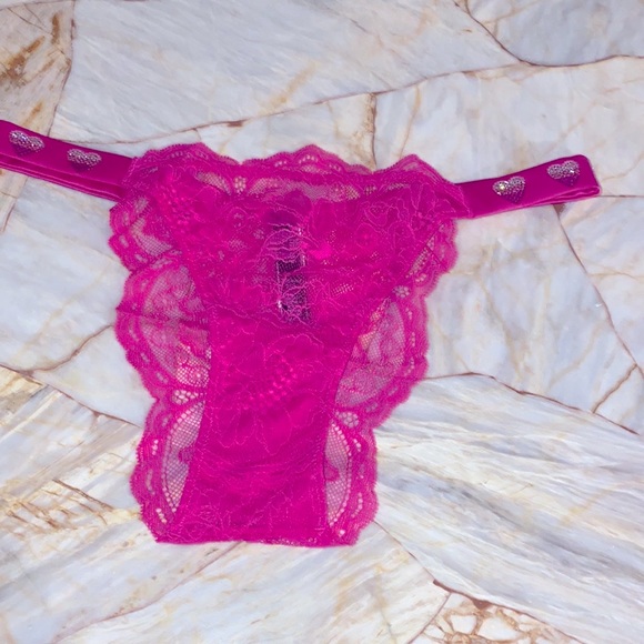 VS VERY SEXY Shine Strap Lace Brazilian Panty Hearts Small - Picture 6 of 15